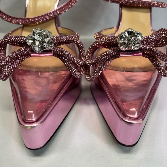 MACH & MACH Double Crystal Bow Platform Pumps - Picture 4 of 8
